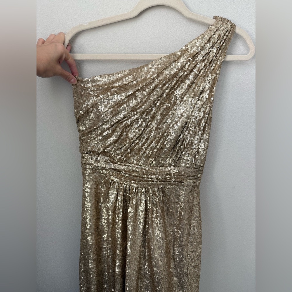 Revelry Starla Sequin Dress Gold One Shoulder Dress Size 6 - Picture 3 of 8